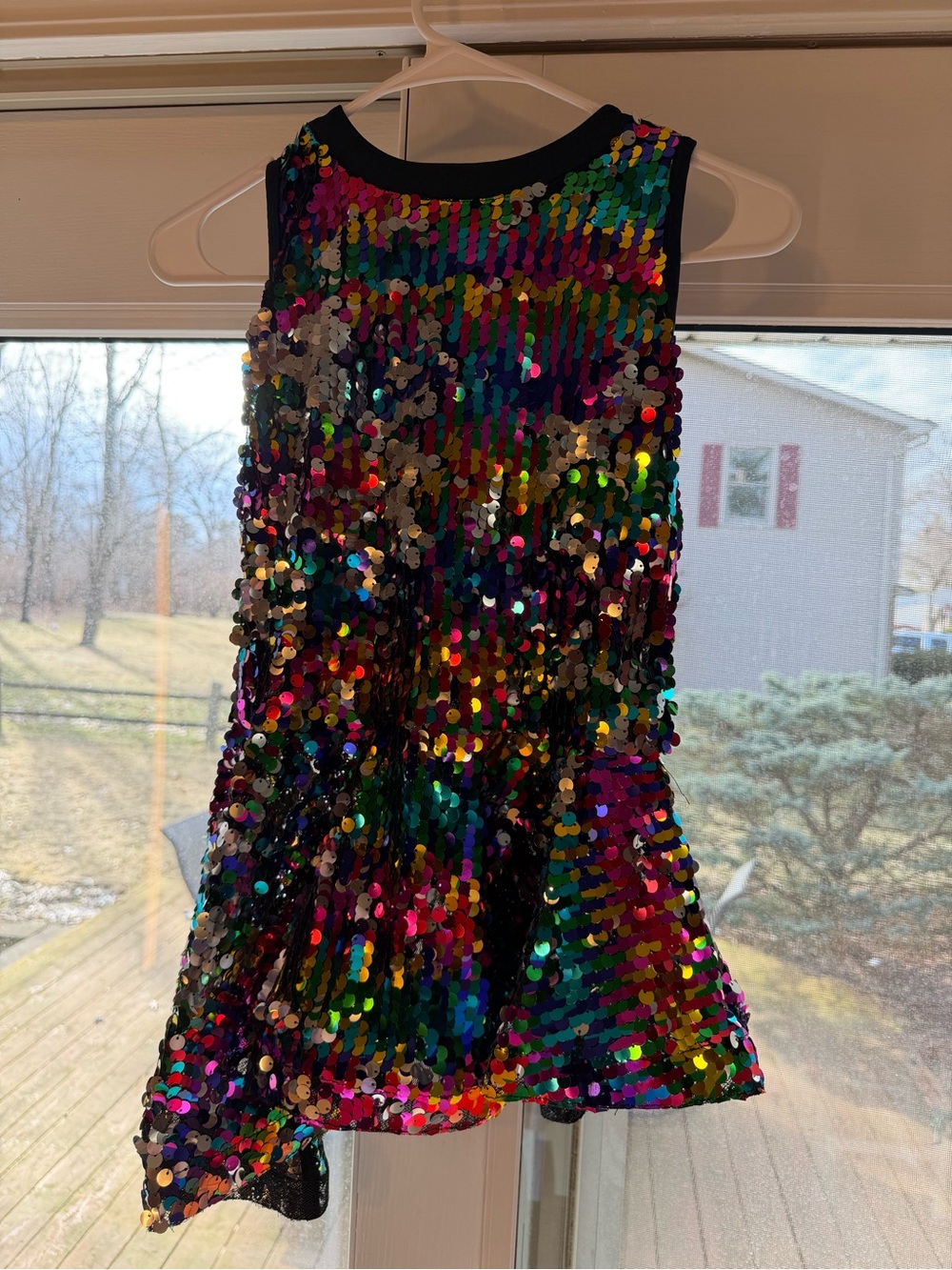 Revolution Dancewear Rainbow Large Sequin Dance/Figure Skating Costume Size SA